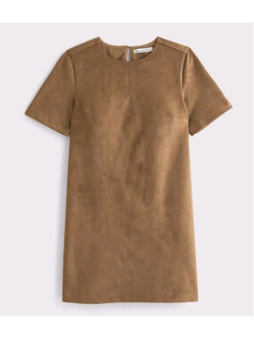 Abercrombie Fitch Faux Suede Shift Dress Brown Short Sleeve Sz M Western Staple